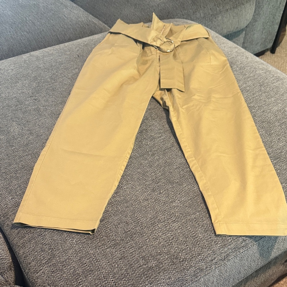 J.O.A. Tan Ankle Pants with Belt